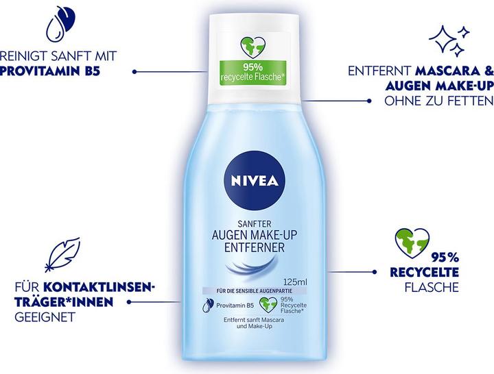 Produktbild NIVEA zartes Eye Make -up -Entferner, 125 ml (Make-Up Entferner, 125 ml)
