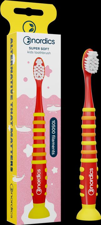 Immagine prodotto Nordics Spazzolino per bambini 10500 Super Soft Red - Yellow Rocket (Morbido, 1 x)