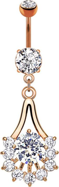 Image du produit Star Piercing Banane rosegold mit Anhänger Tribal Tropfen mit Kristall (Acier chirurgical 316L, Laiton)