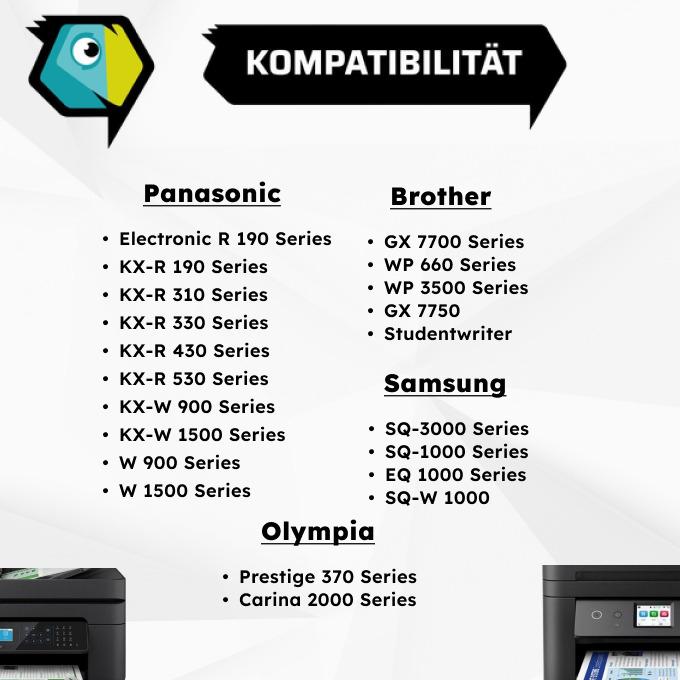 Immagine prodotto Inkadoo Compatibile con Brother 1032 Ribbon, nero, adatto per Adler-Royal RT 7300, Adler-Royal RT 750...