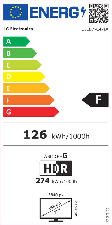 Energie-Label LG OLED77C47LA (77", C4, OLED, 4K, 2024)