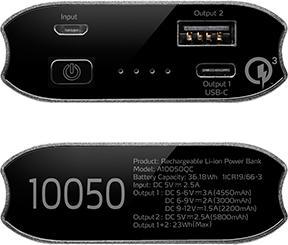 Immagine prodotto Adata PowerPack A10050QC Titanium (10050 mAh, 23 W, 37.19 Wh)