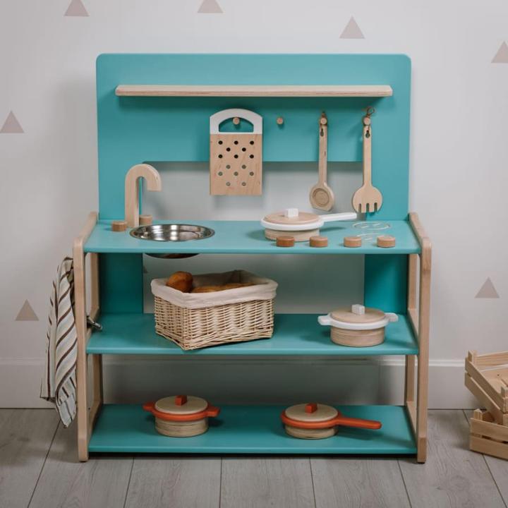 Produktbild Activity Board Waldorf-Atmosphäre, Küche Spielset, Kinderspielküche aus Holz für Kinder - Mint