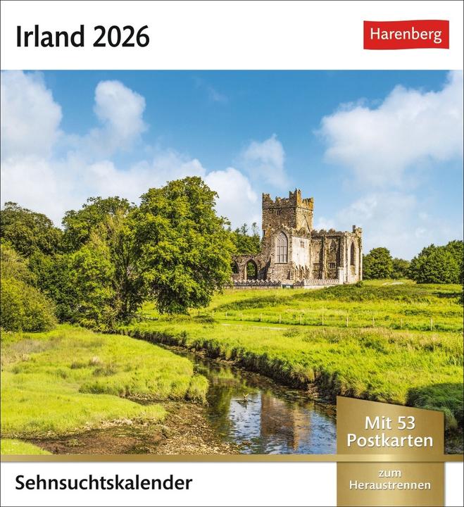 Produktbild Harenberg Irland Sehnsuchtskalender 2026 - Wochenkalender mit 53 Postkarten (Deutsch)