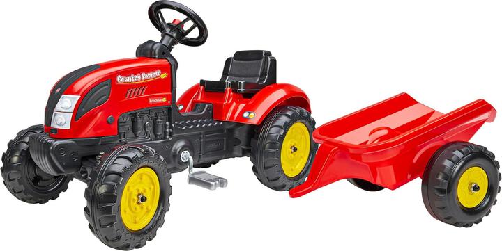 Falk Toys Trattore Garden Master rosso con rimorchio 2/6
