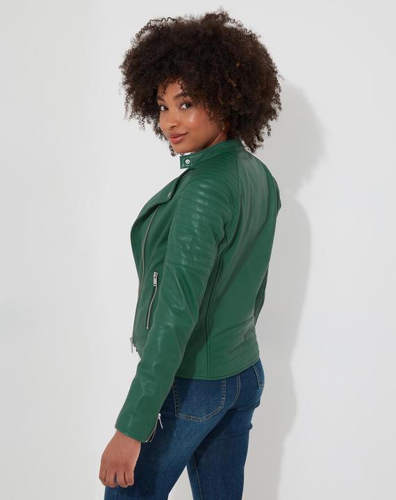 Actual product image Joe Browns Grandad Collar Leather Biker Jacket (42)