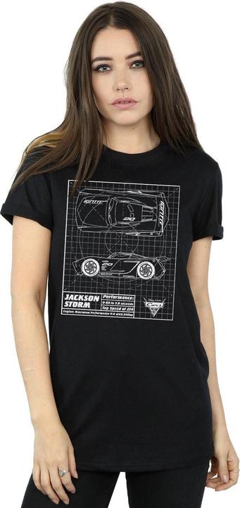 Immagine prodotto Disney Cars Jackson Storm Blueprint Maglietta Ampia Donna (XXL)