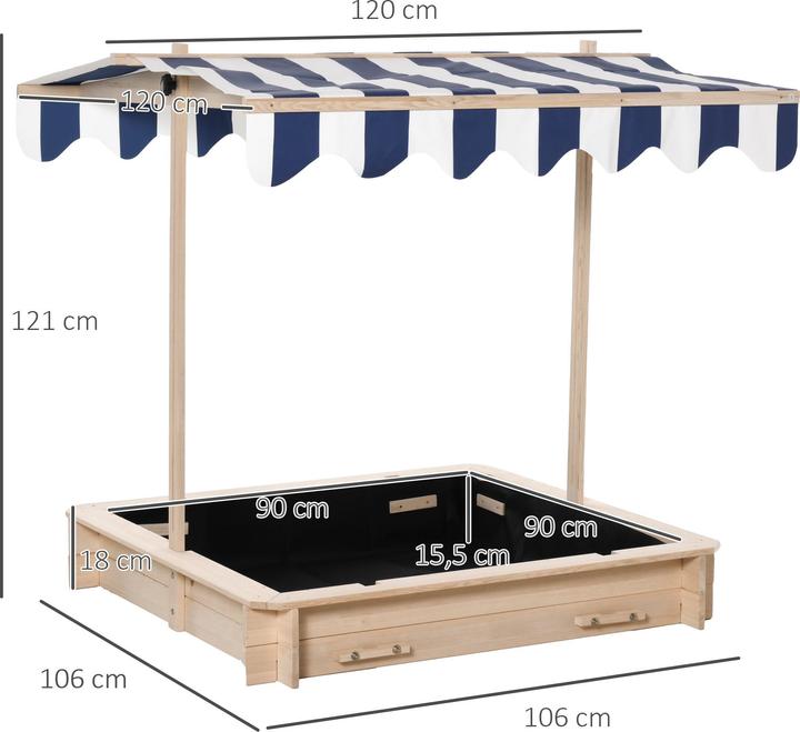 Image du produit Outsunny Bac à sable avec toit ajustable