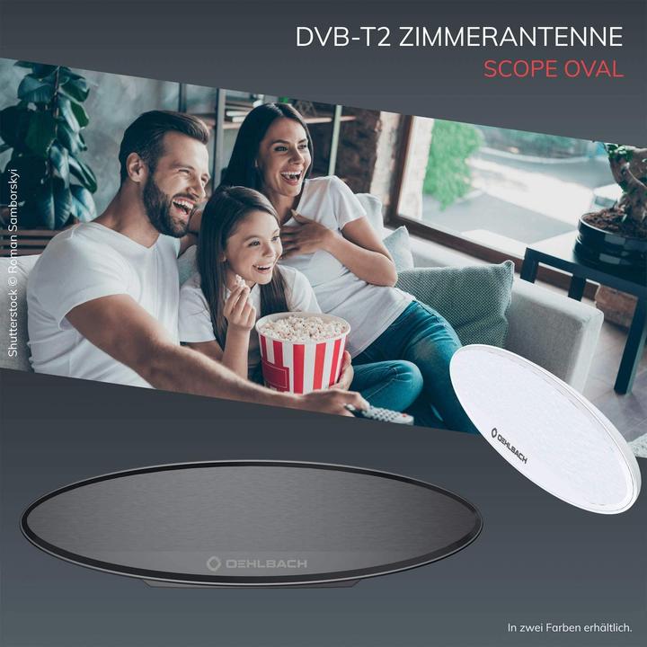 Immagine prodotto Oehlbach Antenna attiva DVB T/T2 piatta Scope Oval T2 Antenna (Antenna interna, DVB-T / -T2)