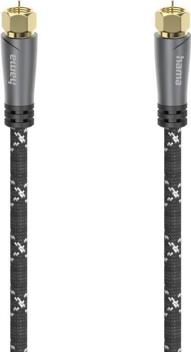 Immagine prodotto Hama Cavo di collegamento SAT, spina F - spina F, metallo, placcato oro, 1,5 m, 120 dB (120 dB, Cavi antenna)