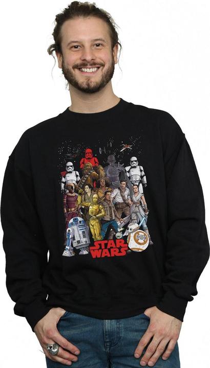 Actual product image Star Wars Mens The Rise Of Skywalker Character Collage Sweatshirt (L)