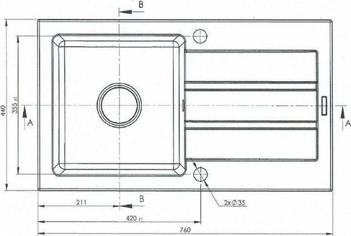 Immagine prodotto Maidsinks Lavello a una vasca con scarico Promo 76x44 1B 1D E070053701 (Lavello con sgocciolatoio, 44 cm, 76 cm)