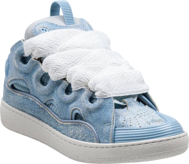 Actual product image Lanvin curb sneakers in leather and mesh color denim blue (42)