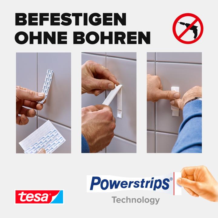 Produktbild tesa Klebenagel für Fliesen & Metall, 3kg Halteleistung, spurlos ablösbar & wiederverwendbar, 4 Nägel