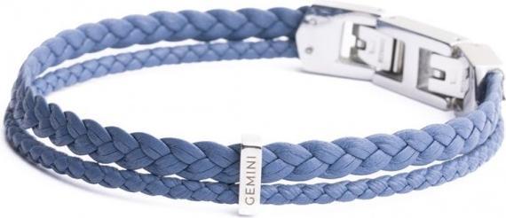 Produktbild Gemini ARMBAND - BLAUES LEDER - 17+2 CM (19 cm, Nappaleder, silberne Edelsteinelementen)