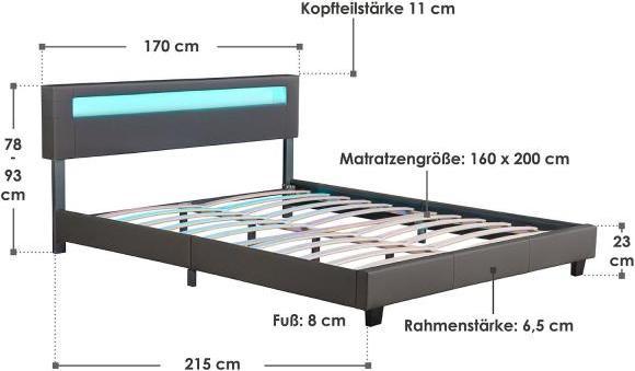 Actual product image Juskys Upholstered bed Paris (160 x 200 cm)