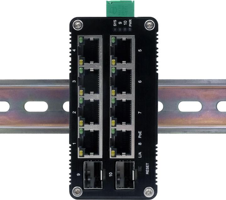 Actual product image Exsys Web-Managed Mini PoE+ Switch 8x 1 Gbit/s + 2x SFP (10 Ports)