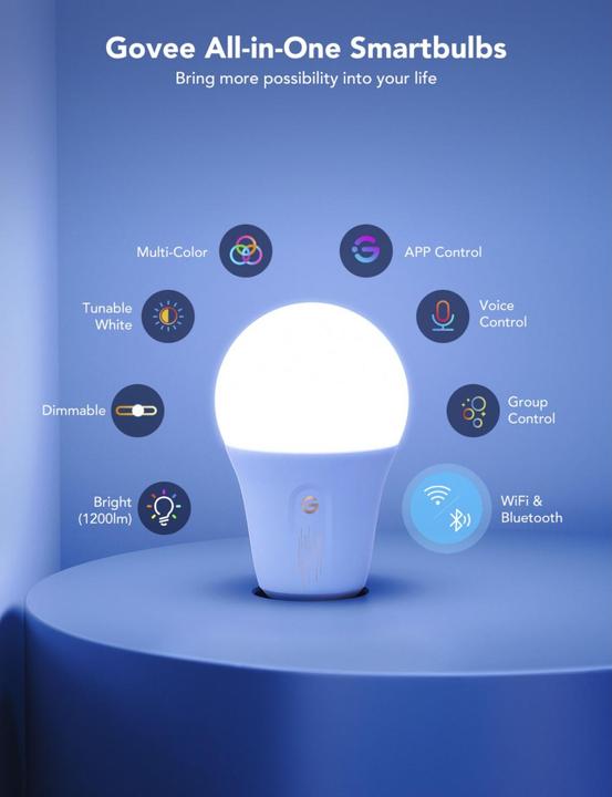Actual product image Govee Smart Light Bulb (E27, 9 W, 1200 lm, 1 x, F)
