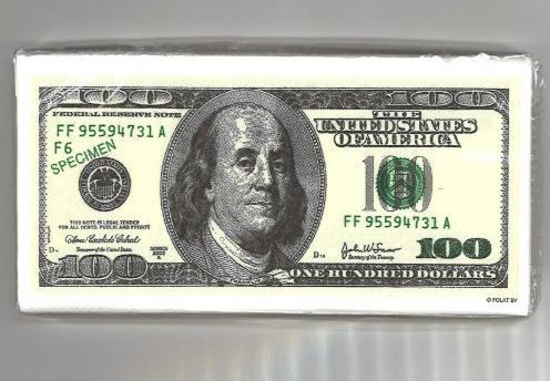 Produktbild Folat Servietten 100er Dollarnoten (10 x, 33 x 33 cm)