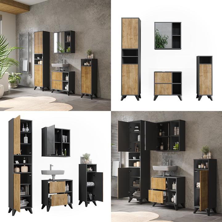 Immagine prodotto Vichy Badmöbel-Set Leano, Anthrazit/Bergeiche, Set 4
