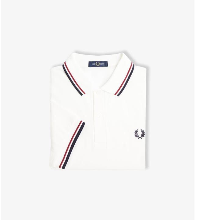 Actual product image Fred Perry Twin Tipped Polo Shirt Short Sleeve Snow White (XL)