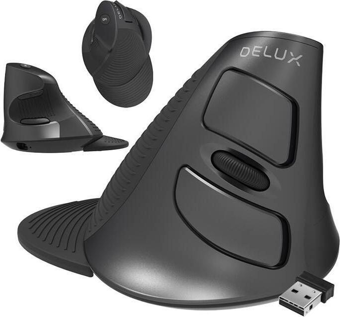 Image du produit Delux Souris verticale sans fil +2.4 G M618G DB (Sans fil)