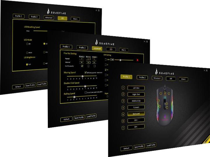 Image du produit SureFire Hawk Claw Souris de jeu 7 boutons avec RGB (Filaire)
