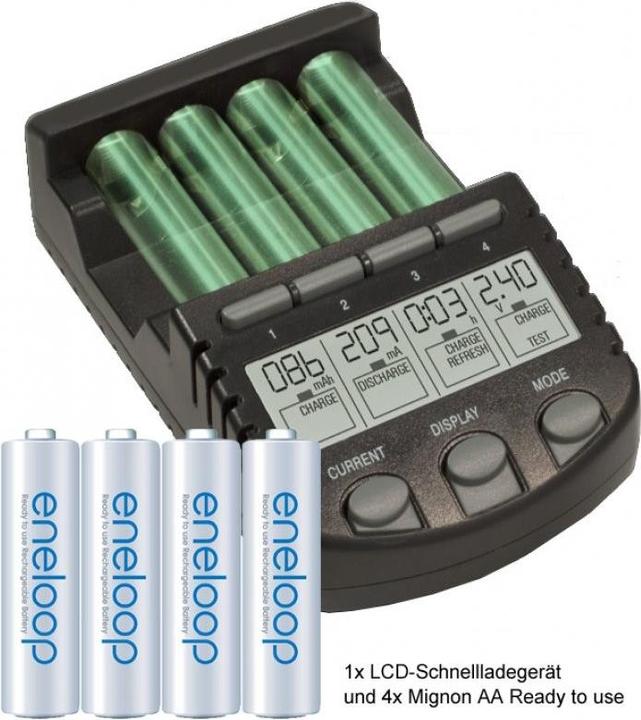 Image du produit AccuCell Chargeur rapide ALPHA700 avec écran LCD incluant 4x Sanyo HR-3UTG (4 pcs, AA, 3000 mAh, Piles rechargeables + chargeur)