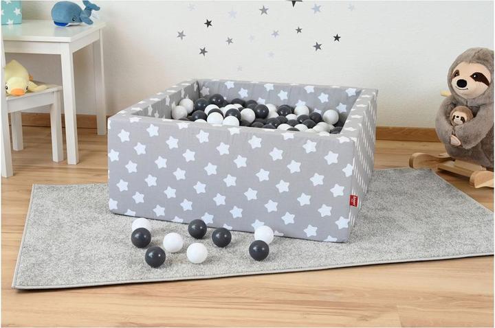 Actual product image Knorrtoys Ball pool soft square - "Grey white stars" - 100 balls grey/cream
