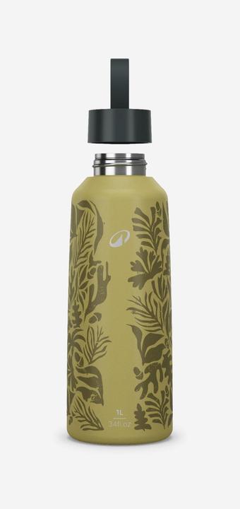 Produktbild Quechua Trinkflasche 1 l Edelstahl Schraubverschluss Wandern - 100 geblümt/gelb (1 l)