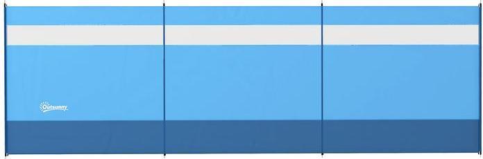 Image du produit Swisshandel24 Windschutz mit Sichtfenster und Tragetasche, Stahlstangen, 440x140cm, Blau (440 cm)