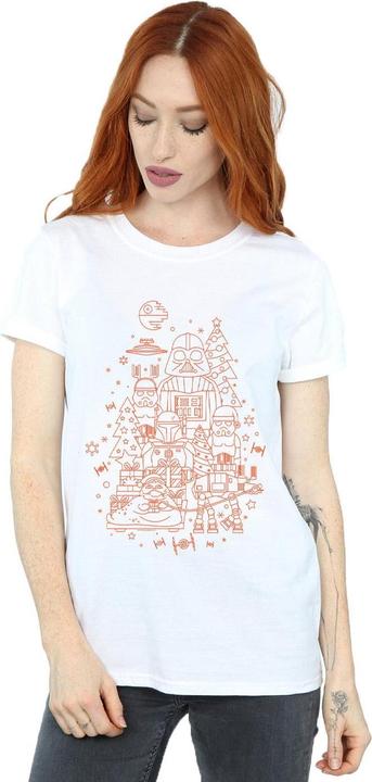 Actual product image Star Wars Womens/Ladies Empire Christmas Cotton Boyfriend T-Shirt (S)