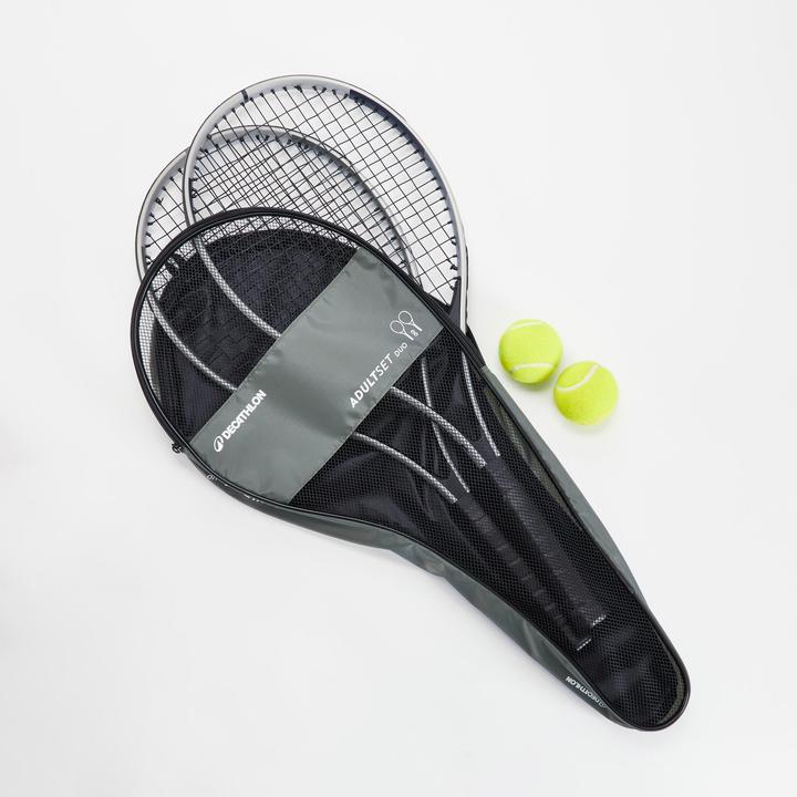 Produktbild Decathlon Tennisset Erwachsene Essential - 2 Schläger 2 Bälle 1 Hülle (828 g)