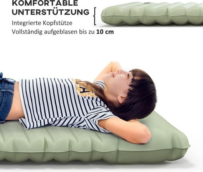Produktbild Swisshandel24 Luftmatratze, Campingmatte, wasserabweisend, reissfest, mit Fusspumpe, Nylon, 200Lx60Bx10Hcm, Grün