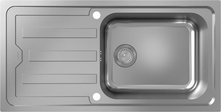 Actual product image hansgrohe S44 built-in sink 500, stainless steel, with drainer, 1010x510mm, flush installation, 4337 (Fitted sink, 68.40 cm, 101 cm)