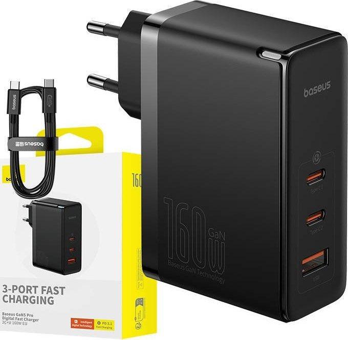 Produktbild Baseus Wall charger GaN5 Pro 2xUSB-C + USB, 160W (black) (160 W)