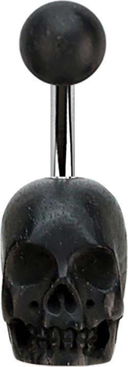 Produktbild Star Piercing Banane silber aus Areng Holz mit Totenkopf (Chirurgenstahl 316L, ohne Messing, Organisch)