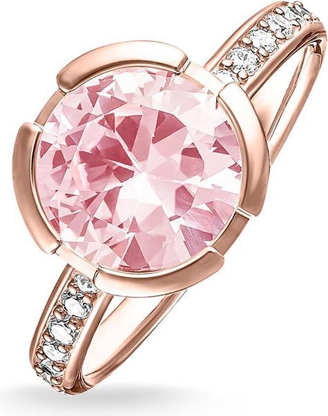 Actual product image Thomas Sabo Ring pink zirconia rose gold-plated TR2037-633-9 (52, 925 Silver)