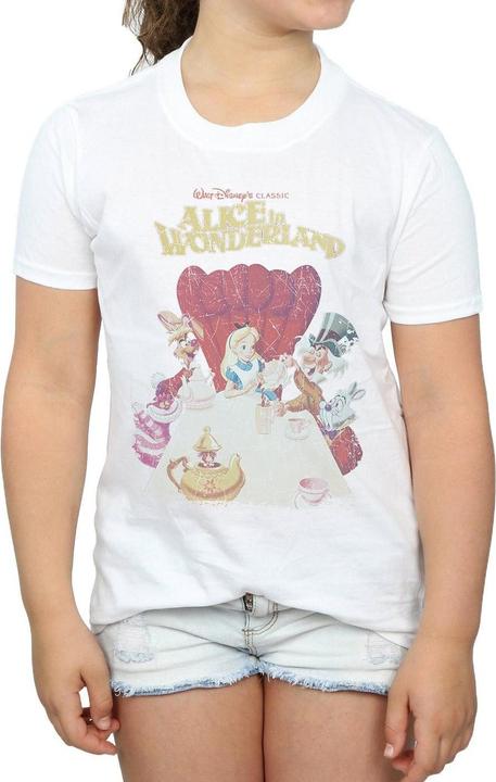 Actual product image Disney Girls Alice In Wonderland Retro Poster Cotton T-Shirt (152, 158)