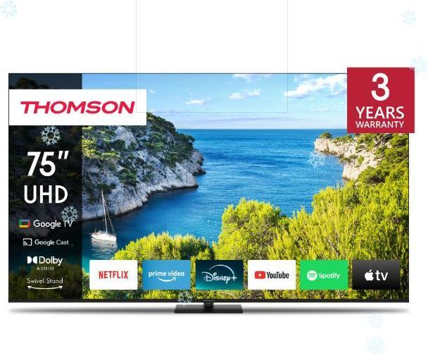 Image du produit Thomson TV 75 4k Smart UHD T2/C2s2 Google TV Frameless Piede (75", LED, 4K)