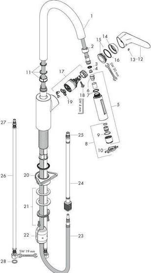 Immagine prodotto hansgrohe Miscelatore monocomando Focus M41 per cucina 240, doccia estraibile, 2 tipi di getto