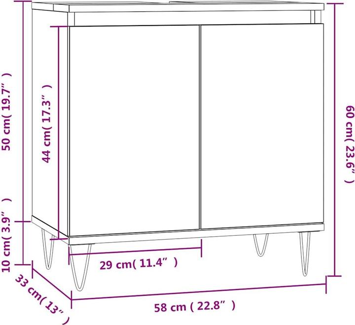 Actual product image VidaXL Badschrank Braun Eichen-Optik 58x33x60 cm Holzwerkstoff (58 x 33 x 60 cm)