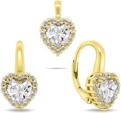 Brilio Silver - Gold-plated heart jewelry set with zircons SET273Y (earrings. pendant)