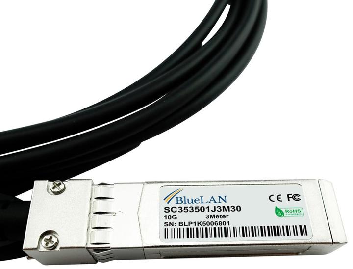 Actual product image BlueLAN Netgate SFP-10G-CU-3M-NE compatible DAC SFP+ SC353501J3M30