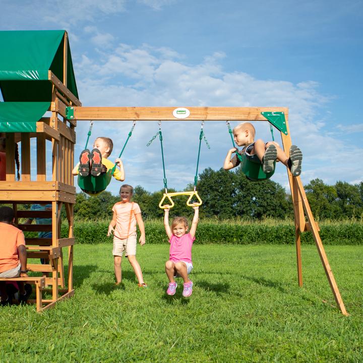 Actual product image Backyard Discovery Belmont play tower with swings and slide