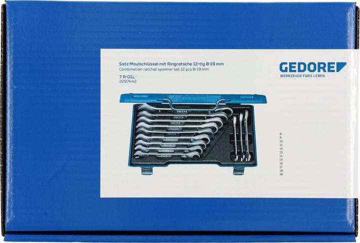 Produktbild Gedore 7 R-012 Satz Maulschlüssel mit Ringratsche 12-teilig 8-19 mm (8 mm, 9 mm, 10 mm, 11 mm, 12 mm, 13 mm, 14 mm, 15 mm, 16 mm)