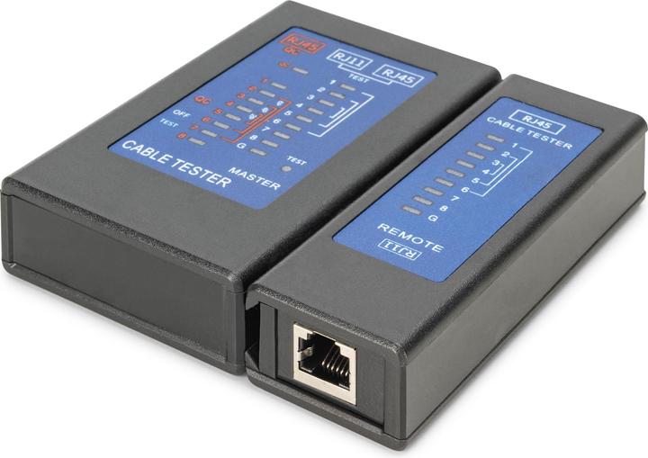 Actual product image Digitus Cable tester, network, RJ45, single-sided tester main unit, remote, PoE tester, with protective case