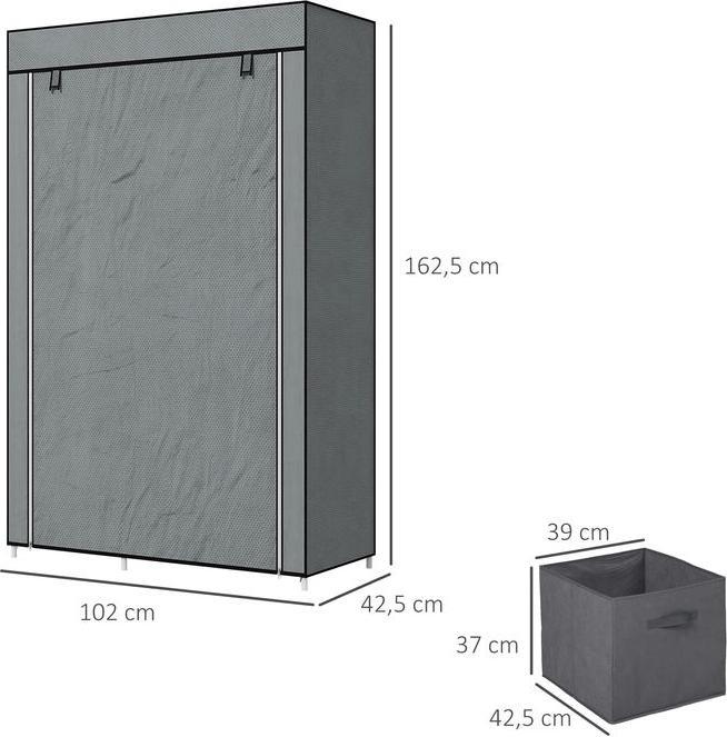 Image du produit Swisshandel24 Armoire en tissu, armoire pliante avec tiroirs, armoire avec tringle à vêtements, fermeture à (102 x 42,5 x 162,5 cm)