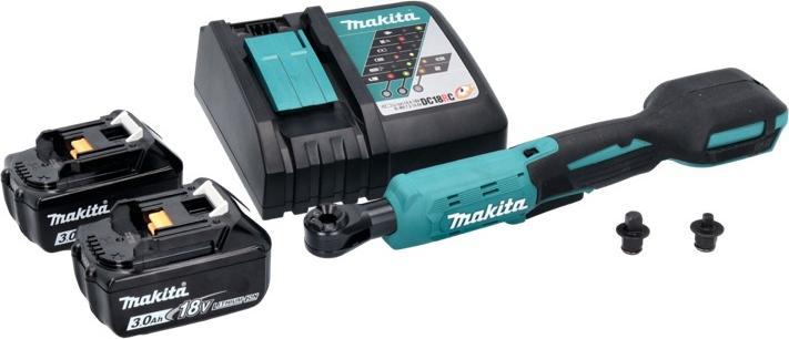 Produktbild Makita DWR 180 RF Akku Ratschenschrauber 18 V 47,5 Nm 1/4" 3/8" + 2x Akku 3,0 Ah + Ladegerät (1/4", 3/8")
