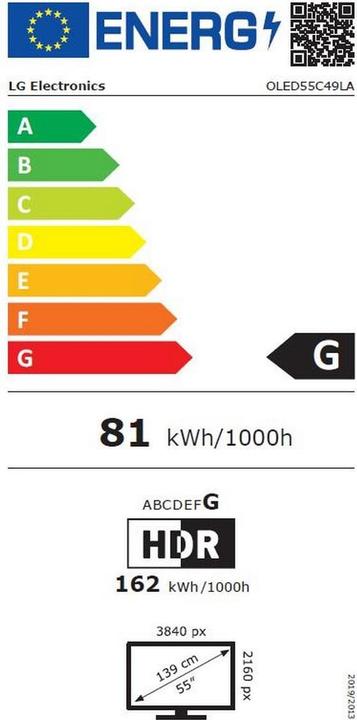 Energie-Label LG OLED55C49LA.AVS (55", C4, OLED, 4K, 2024)